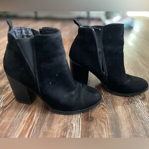 Express Black Suede Ankle Booties